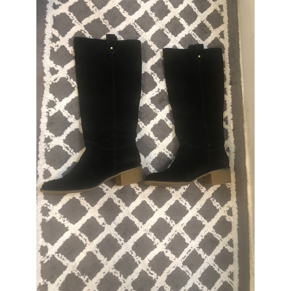Kate Spade Racine Black Suede Knee High Block Heel Boots 7M